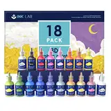 INK LAB Stofffarben Set 18 Farben 3D Wasserfest Textilfarbe Stoffmalfarben mit Pinsel für Kleidung Glas Textil Stoff Leinwand T-Shirts Holz Kinder Erwachsene,30ml/Flasche