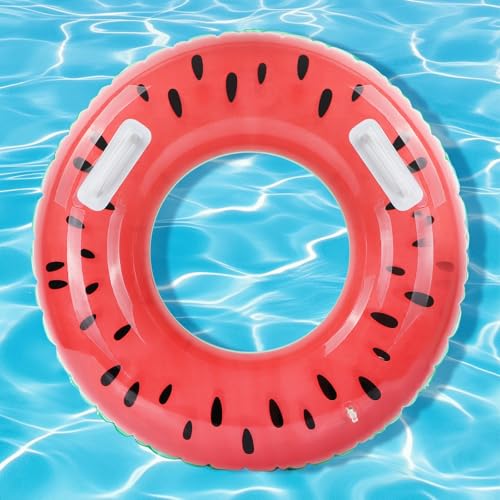 Schwimmring für Kinder, Aufblasbarer Schwimmreifen mit 2 Griffen, Dicke PVC Pool Spielzeug Kinder Wassermelone, Schwimmring Erwachsene, Sommer Wasser Spielzeuge für Strand, Schwimmbad