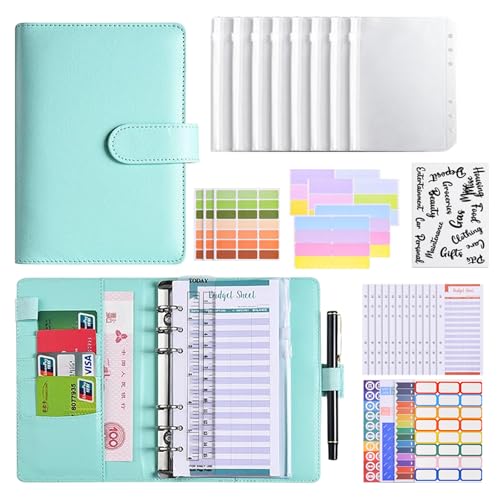Zueyen Budget Planner Deutsch, Sparbuch Für Geld Challenge, Geld Sparen Buch, Budget Binder A6, Haushaltsbuch Mit Geldfächer, Pu Leder Notizbuch Ordner (Grün)