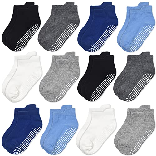 GRPSKCOS Stoppersocken Kinder 12 Paar Rutschsocken Socken Kinder ABS Socken Antirutschsocken für Jungen Mädchen (#1 Jungen Multicolor-12 Paar, 1-3 Jahre)