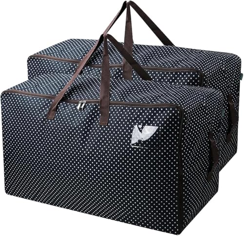 2pcs große Größe Haus bewegen Lagerung Taschen für schwere Gegenstände, Kleidung, Bettwäsche, Festliche Verzierung, blauer Punkt