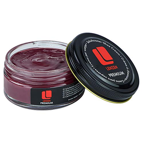 Lenzen Premium Schuhcreme für glattes und genarbtes Leder I Hochwertige Schuhpflege für Glanz und strahlende Farbe (Bordeaux)