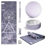 FITFIU Fitness KITWELL-600-6er-Pack Yoga-Pilates-Zubehör mit Matte, Ball, Rad, Fußmassagegerät, Massagestab und Yogagurt