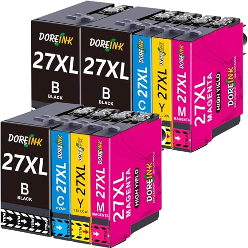 DOREINK 27XL Druckerpatronen für Epson 27 XL Patronen Kompatible für Epson WF 3620 WF-3640 WF-3620DWF WF-3640DTWF WF-7110DTW WF-7210DTW WF-7610DW WF-7620DTWF WF-7710DWF WF-7720DTWF WF-7715DWF(9-Pack)