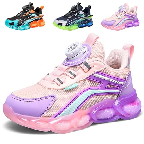 ITSOGOO Kinder Sneaker Laufschuhe Mode Mädchen Jungen Sportschuhe Leicht Atmungsaktiv Laufschuhe Outdoor Fitnessschuhe Sneaker Hallenschuhe Walkingschuhe Joggingschuhe Rosa 29