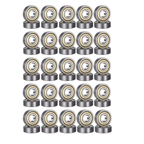 50 Stück 608zz Kugellager, Metall Double Shielded Miniatur Rillenkugellager, für Skateboards, Roller, Inline Skates, 8mm x 22mm x 7mm