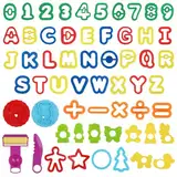 DOITEM Knetwerkzeug Teig Plastilin Werkzeuge für Kinder Briefformen, Zahlenformen, Knete Zubehör Ausstechformen Küchenspielzeug, 56 PCS
