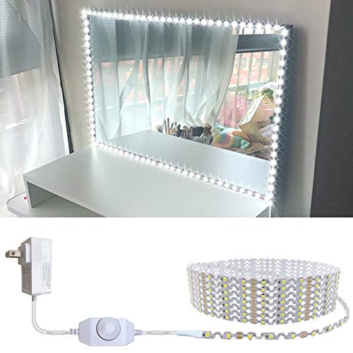 Hont 13ft/4M LED-Schminkspiegelbeleuchtungs-Kit Biegbar KEIN SCHNEIDEN NOTWENDIG Schminkspiegel Garderobe Verstellbarer flexibler Dimmer und Stromversorgung Spiegel nicht im Lieferumfang enthalten