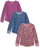 Amazon Essentials Mädchen Langärmeliges, gestricktes Thermo-T-Shirt, 3er-Pack, Purpur/Tier, 9 Jahre