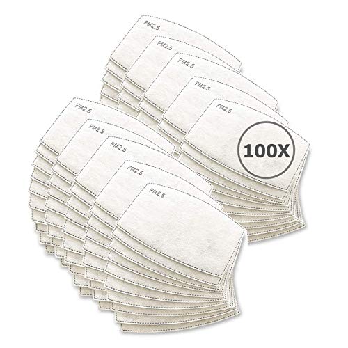 TBOC Einweg Maske Filter - [Pack 100 Einheiten] Paket mit Austauschbare Filter 5 Gesichtsschutz Schichten Weiches und Schwitzfähig Material für Erwachsene Kinder Schutz Schädlicher Substanzen Staub
