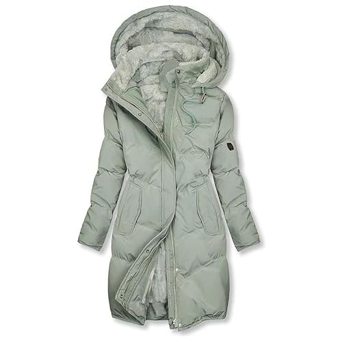 EMATOP angebot des tages heute Mantel Damen Winter Elegant Steppjacke Warm Gefüttert Winterjacke Lang Fleece Daunenjacke mit Kapuze Pufferjacke Casual Langarm Fleecejacke Baumwolle Wintermantel