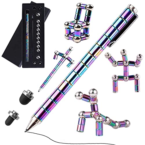 Magnetisches Fingerspielzeug in Stiftform, multifunktionaler Dekompressions-Magnetschreibstift, ideales Geschenk für Freunde (Regenbogenfarben)