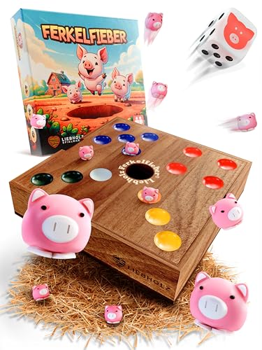 Liebholz® Original Ferkelfieber [Big Hole] inkl. Spielanleitung - lustiges Schweinchen Spiel aus FSC Samena Holz - Gesellschaftsspiel für die ganze Familie - Ferkelrennen Brettspiel ab 3 Jahren