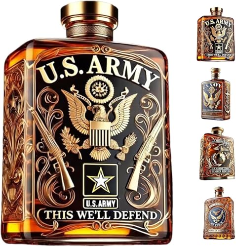 Personalisiertes Veteranen-Tribute-Glas, Veteranen-Tribute-Flasche, militärisches Geschenk für geliebte Menschen, die für unser Land dienen, Veteranen, Militärglas-Weinflasche (#04)
