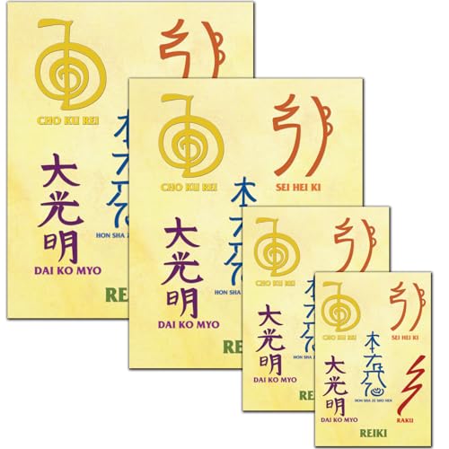 Wandbild, Reiki-Symbole, Meditationsdekoration, 21,6 x 28,9 cm, 20,3 x 25,4 cm, 12,7 x 17,8 cm, 10,2 x 15,2 cm, ungerahmtes Poster für spirituelle Heilung, 5 Reiki-Symbole mit Worten für Reiki-Meister