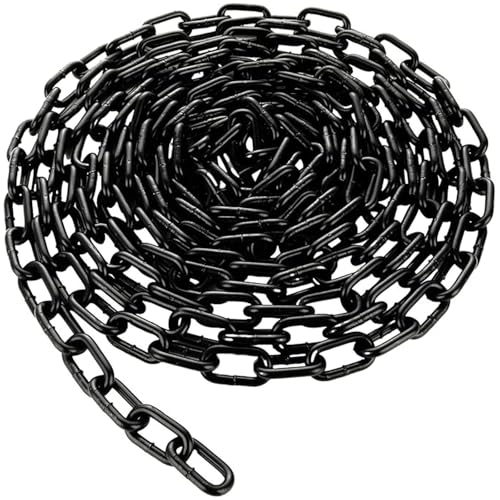 9 M Stahlkette Kohlenstoffstahl, 3mm Starke Stahlkette, Metall Gliederkette, Kette Schwarz für Garten, Kronleuchterketten, Hebeketten und Lampenkette