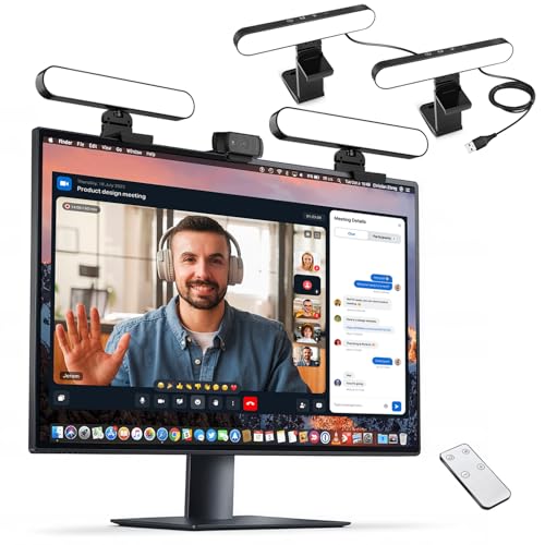 yAyusi Videokonferenzbeleuchtung mit Zwei Lampen, Webcam-Licht mit Fernbedienung und Touch-Steuerung, Zoom-Beleuchtung für Computer, LED-Monitor-Laptop-Licht für Streaming/Videoanrufe/Zoom-Meetings