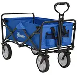 Outsunny Bollerwagen, Faltbarer Handwagen, 360° Gartenwagen, Transportwagen, Strandwagen, Stahlrahmen, Oxford, 93 x 49 x 75-100 cm