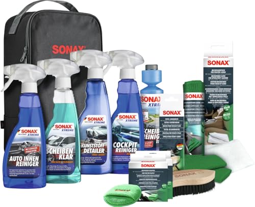 SONAX Innenraum+Scheibe-Set inkl. Tasche (11-teilig) Innenraumreinigung- & Pflege für einen gepflegten Innenraum | Art-Nr. 07688000