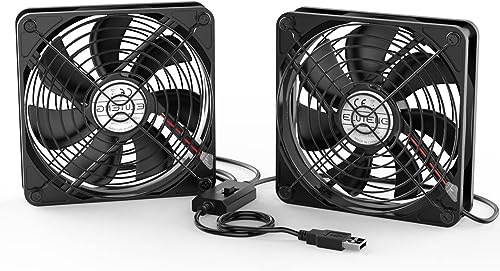 ELUTENG 2 in 1 USB Lüfter 140mm 5V, Doppel USB PC Ventilator USB Computer PC Lüfter 140mm Gehäuselüfter mit 3 Einstellbare Geschwindigkeiten für PS4/Laptop/TV Box/AV Schrank/Router