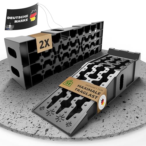 WERKTHOR Auffahrrampe PKW - [2er Set] Auffahrrampen für maximalen Halt [<5t] - Hochbelastbare Rampe Auto für jeden Untergrund - Auto Rampen 2 Stück
