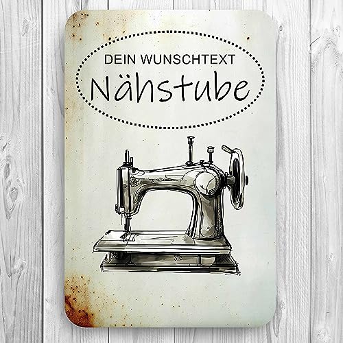 homeyourself - Holzschild Deko Schild personalisiert mit Druck/Wunschtext - Nähstube - individualisiert 20 x 30 cm