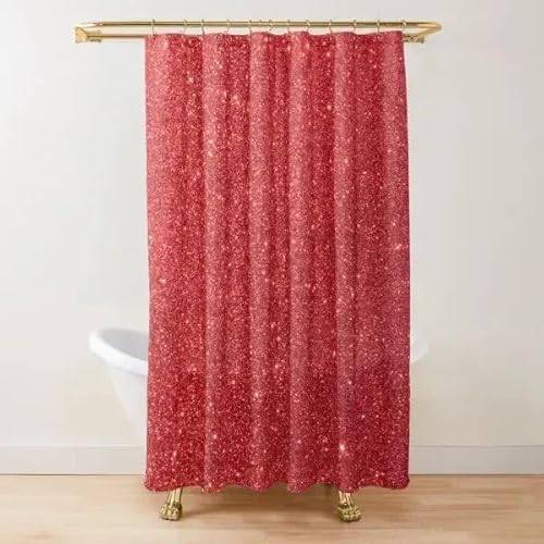 TGBYHU Gold Glitter Duschvorhang Set, glänzender Polyester Kunstbad Vorhang, waschbares goldenes Badezimmerdekor für glamouröse Heimatstile