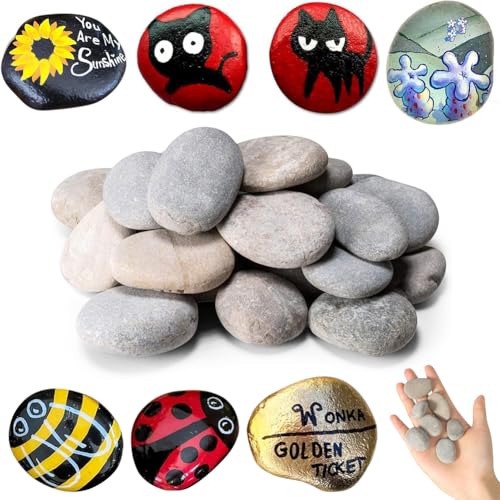 40 Stück Steine zum Bemalen 1-3cm Malsteine Kies Dekosteine Naturstein Gemalter Kieselsteine, Glatte Kieselsteine zum Bemalen Natürliche Flusssteine Strand Kiesel für Kunst Handwerk Dekoration