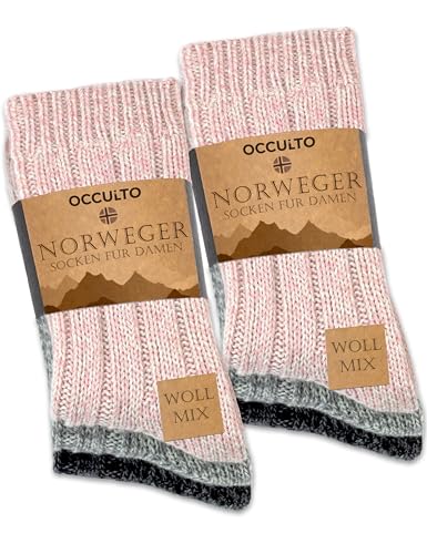 Occulto Damen Norweger Socken 6er Pack (Modell: Gloria) Pink Grau Anthrazit 39-42