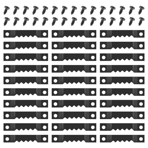 30 Stück Bilderhaken Bildaufhänger für Wände Bilderhaken，Bilderrahmen Aufhänger, Aufhänger Für Bilder，Zackenaufhänger ，Pack of 100 Picture Hangers with 100 Screws，Tooth Hangers, Black
