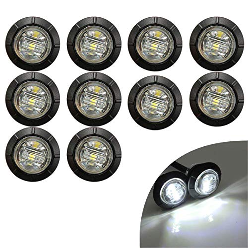 GSRECY 1,9 cm versiegelte, runde LED-Anzeigelampe für vorne und hinten, wasserdicht, 12 V, 24 V, für Auto, LKW, Boote, LKW, Busse, Reisebusse, Traile Cab, Marker, Wohnmobil-Marker (weiß, 12 V)