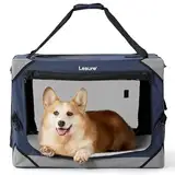 Lesure Hundebox Faltbar, Transportbox Hund, Stabile Transportbox mit Tragegriffen 61 x 40 x 40 cm, Klein & Groß Hundebox Faltbar, Atmungsaktiv Tragbar Transportabel, Oxford-Gewebe, Navy blau