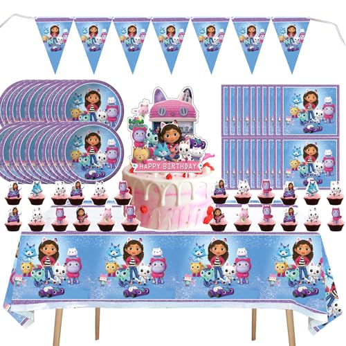 67 Stücke Schöne Geburtstagsfeierdekorationen,Partydekorationen,Geburtstagsfeierbedarf,Banner, Platten, Taschentücher,große Karte,kleine Karte,Tischdecke,Partybedarf