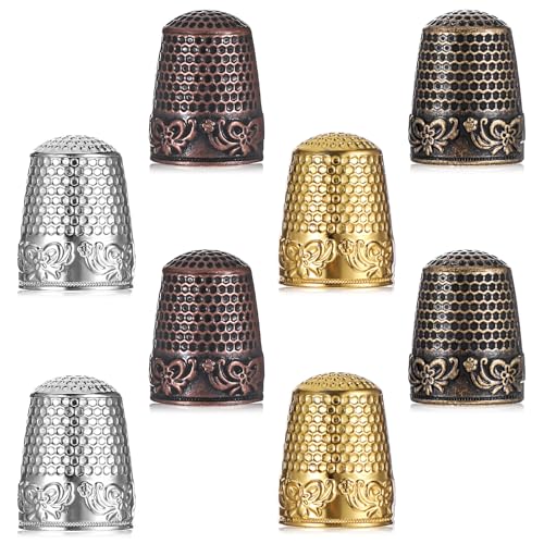 Tucnoeu 8 Stück Fingerhut, Fingerhut Nähen Metall, Fingerhut Nähen Thimble Set, Buntes Fingerhut Nähen Werkzeug für Handarbeiten, DIY, Sticken, Nähen, Finger Schutz(Bunt)
