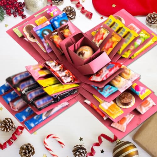 Kreative DIY Explosion Geschenkbox, 5 Schichten Snack Explosion Box, Scrapbooking Box, Kreative Explosion Box für Geschenk, Jubiläum, Geburtstag, Valentinstag und Hochzeit