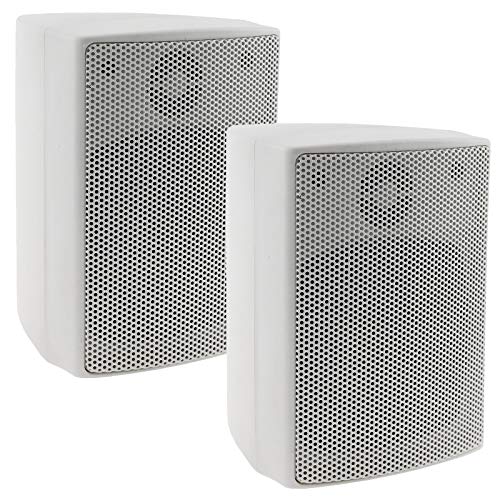ChiliTec 2-Wege Lautsprecher Weiß Paar Wand-Lautsprecher für HiFi Stereoanlage Heimkino 40Watt 8Ohm
