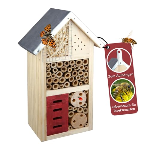 CULT at home Insektenhaus – Nistkasten für Nützlinge – Höhe 26 cm – Bienenhotel Schmetterlingshaus Insektenhotel Marienkäferhaus aus Holz