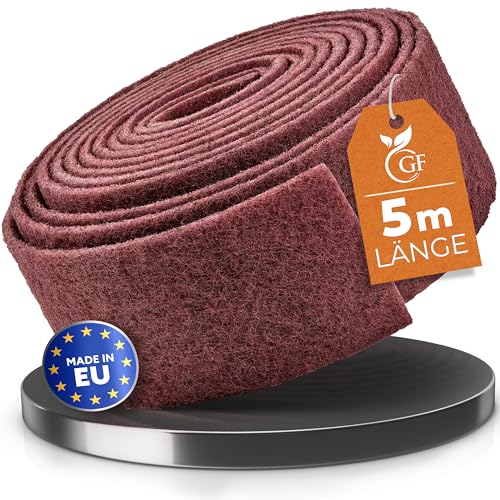GLANZFAKTOR Schleifvlies Rolle 5m x 100mm Korn 240 – Vielseitiges Schleifvlies Metall, Holz, Lack, Edelstahl – Ideal als Schleifpad, Schleifschwamm für professionelle Anwendungen
