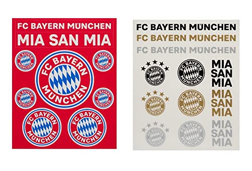 FC Bayern München 2er Set Aufkleberkarte - Schriftzüge & Logo - 21 Einzelsticker Aufkleber FCB