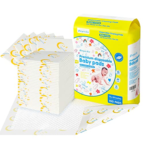 Baby Einweg-Wickelunterlagen, 100 Stück, Inkontinenz-Unterlage, Windelwechseleinlagen, schnell absorbierend, weich, atmungsaktiv, wasserdicht, auslaufsicher, 33 x 45,7 cm