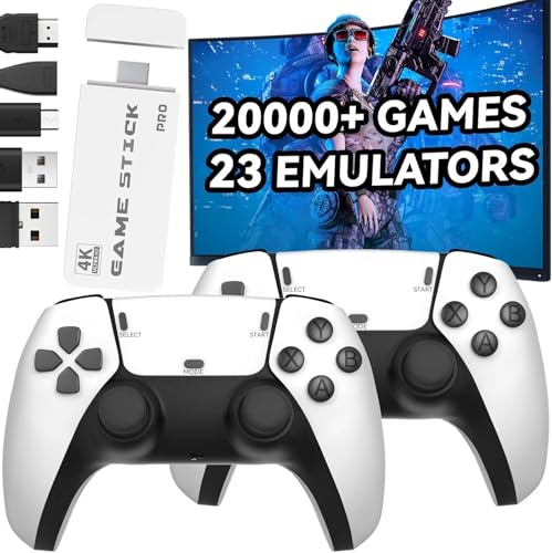 Retro Konsole Spielkonsole Game Stick, Retrolink 21500+ Spielen mit 2 Gamepads, Retro Konsole Plug & Play Game Stick TV HDMI, Geschenk für Kinder Jungen & Erwachsene (Familien-Edition)