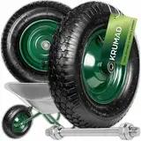 KRUMAD Schubkarrenrad, Luftreifen mit Schlauch, Stahlfelge, Doppelkugellager, Inklusive Achse, Ersatzrad für Schubkarre & Transportwagen, 4.80/4.00-8, 200 Kg Tragkraft, Schwarz (Gummi (Nylon))