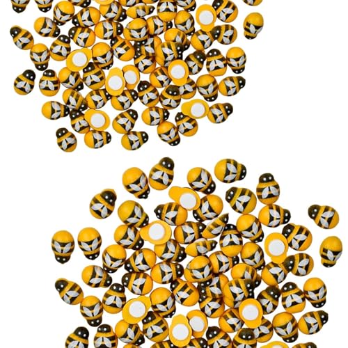 100 Stück Mini Holz Bienen,Bienen Deko,selbstklebend Klein Bienen,Holzbienen,Selbstklebend Mini Holz Bienen,Gemalte Biene Deko,Verzierungen,für DIY Handwerk,Haus Dekorative,Dekor Party, Fotorahmen