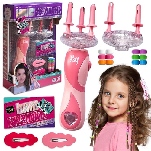 Haare Flechten Maschine, Haarflechtmaschine für Mädchen, Automatic Hair Braiding Machine für Kinder, Flechthilfe Haarschmuck Mädchen, DIY Haarstyling Werkzeuge Rosa