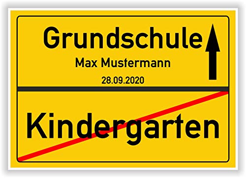 Ortsschild - Bild - Kindergarten - Grundschule - persönliches Geschenk - personalisierte Geschenkidee zur Einschulung mit Name und Datum