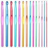 Häkelnadel Set, 14 Stück Crochet Hooks, Multicolor Aluminium Stricknadeln, Metall Häkelnadel Set, 14 Größen, für Anfänger Oder Profis (2mm-10mm)