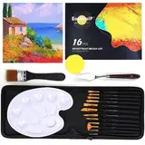 EooUooIP 15-Teiliges Pinselset Acrylfarben für Acryl, Öl-, Aquarell, Gouache-Malerei, Körperbemalung, inklusive 10 Pinsel, Palette, Schwamm, Spachtel und Tragetasche.