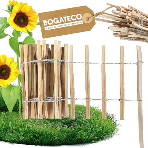 BOGATECO Haselnuss Roll-Steckzaun aus Holz | Gartenzaun 50cm Hoch & 500cm Lang | Holz-Zaun | Lattenabstand 4-5cm | Staketenzaun Perfekt als Beet-Umrandung oder Weg-Abgrenzung Zaun Garten Hundezaun
