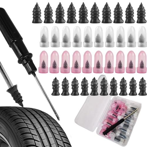 CATOR Reifenreparaturset, 40 Pcs Vakuum Reifen Reparatur-Nagel + 1 Schlitz und Kreuzschlitzschraubendreher, Reifenreparaturset Auto, Motorrad, Scooter, Autoreifen Reparaturset, Felgen Reparaturset