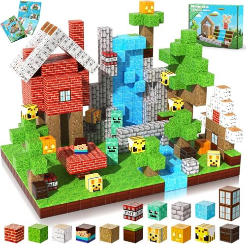 ToyUnited Magnetische Bausteine,100 Stück Magnetbausteine ab 4 Jahre Magnetische Bauwelt Spielzeug ab 5 6 7 8 9 Jungen Bauspielzeugsets Geschenke für Kinder